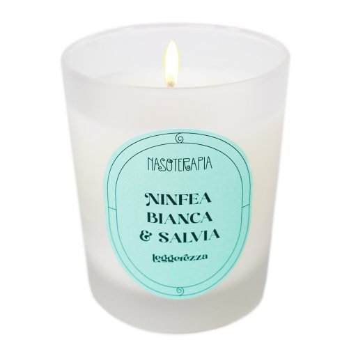 Candela con oli essenziali - Ninfea Bianca e Salvia - Nasoterapia